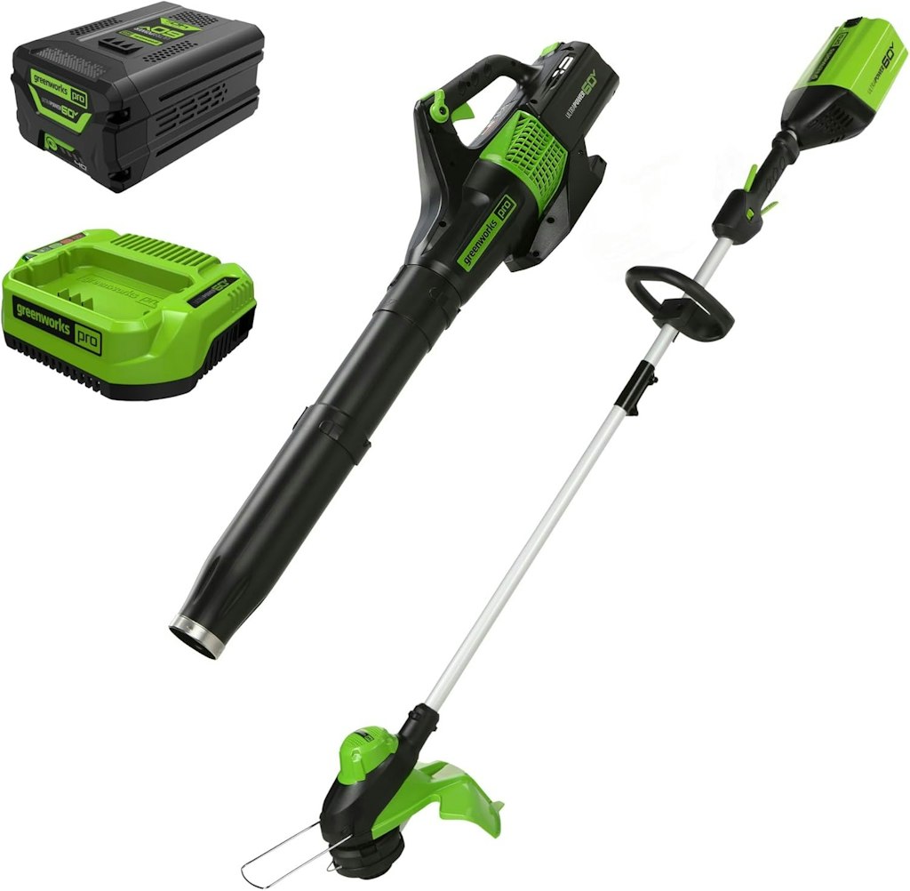 Greenworks 60V 13" Cordless String Trimmer & Leaf Blower Combo Kit w/ 4.0Ah Battery & Charger: $200