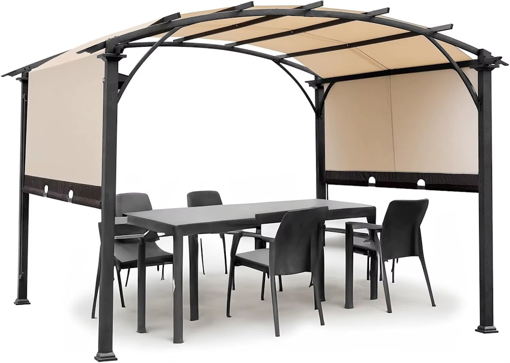 11.3x11.3-Foot Outdoor Aluminum Pergola w/ Adjustable Canopy: $161