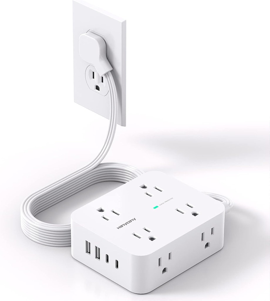 Surge Protector 8-Outlet 4-USB Port Power Strip: $9.99