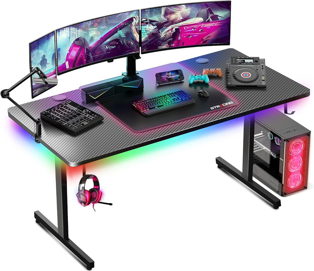 GTRacing 55" LED Gaming Desk: $65