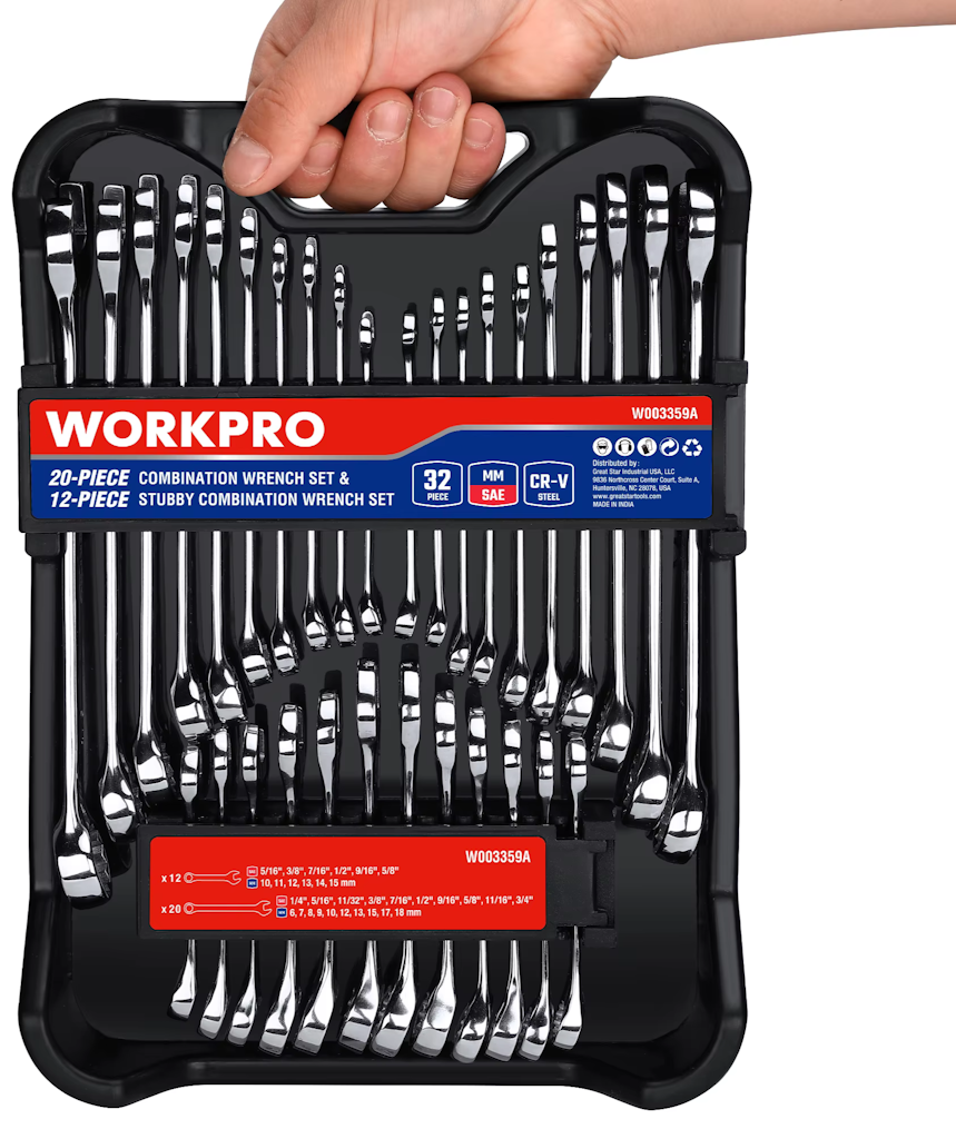 WorkPro 32-Piece SAE & Metric Combination Wrenches Set: $19 WorkPro 32-Piece SAE & Metric Combination Wrenches Set: $19