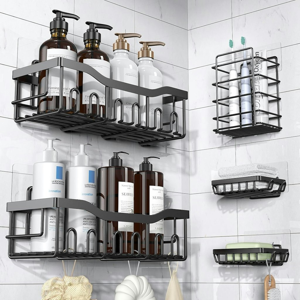 5-Piece Adhesive Shower Caddy Set: $5.99