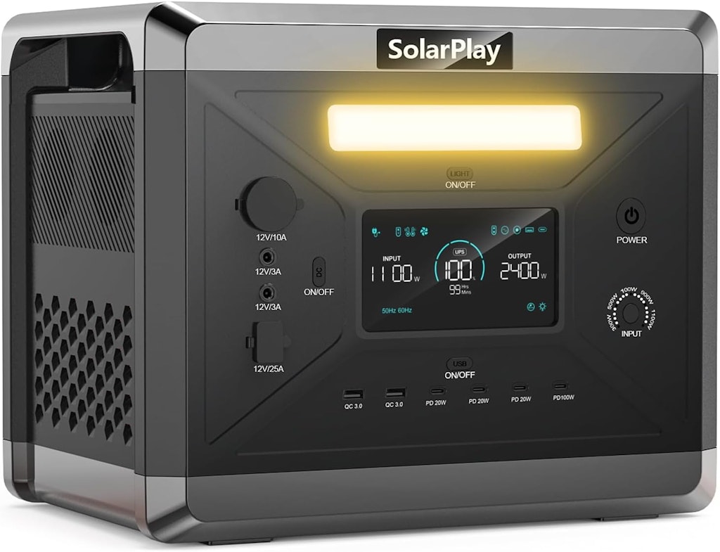 SolarPlay 2,160WH Solar Portable Power Station: $412