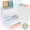 25-Piece Clear Plastic Drawer Organizer Set for $16 + free shipping w/ Prime