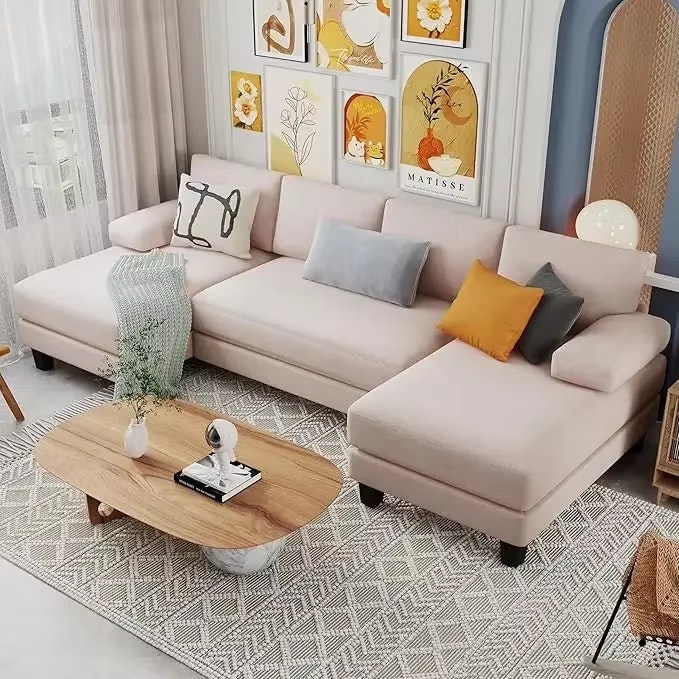 114" U-Shaped Sectional Sofa w/ Double Chaises: $286