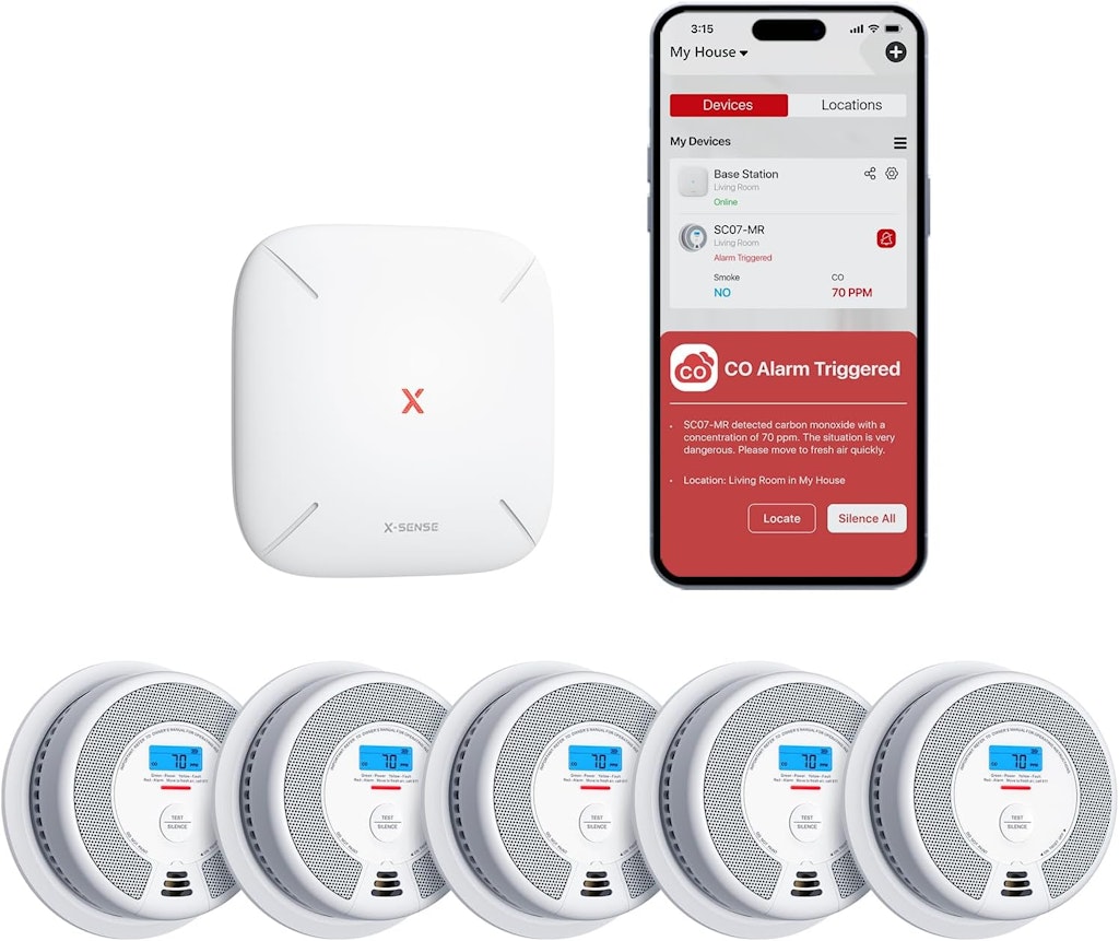 X-Sense Smart Smoke & Carbon Monoxide Detector 5-Pack: $140