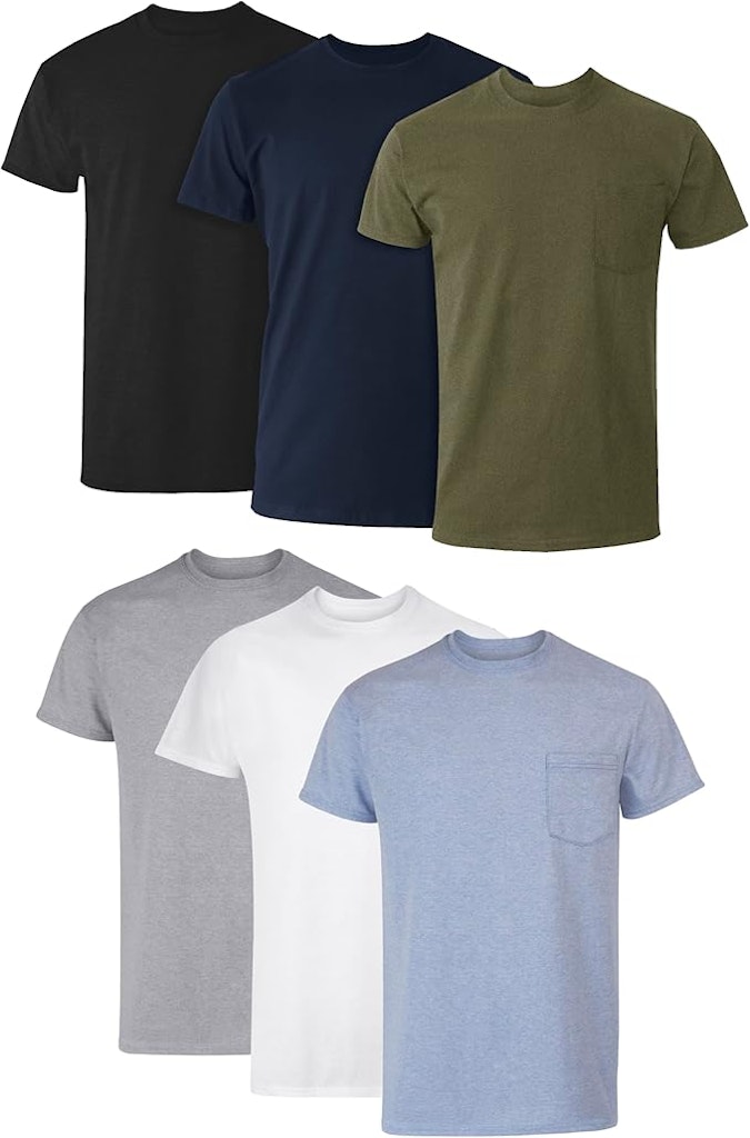 Hanes Men's Cotton Pocket Undershirt 6-Pack: $15