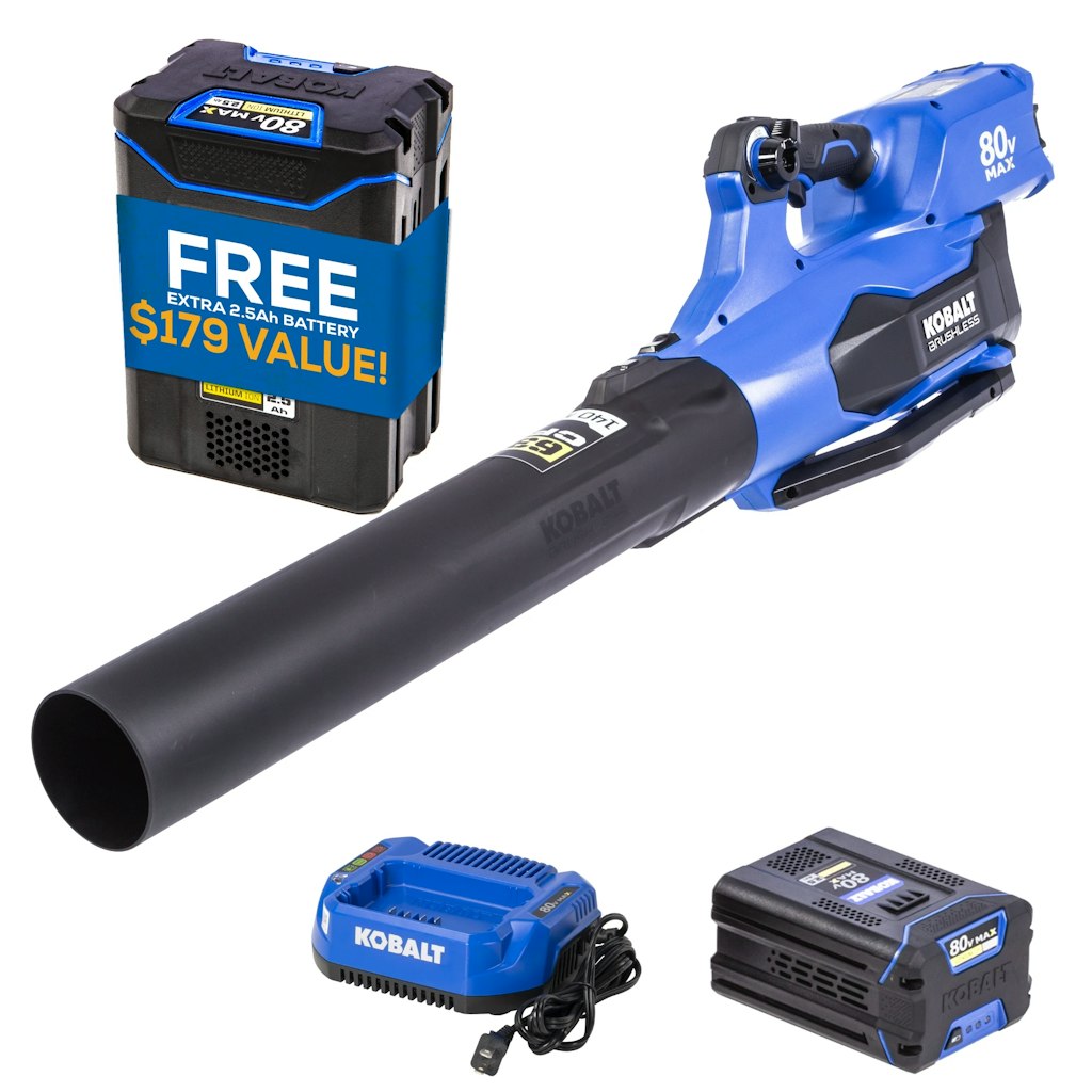 Kobalt 80V 630CFM 140MPH Cordless Leaf Blower: $199