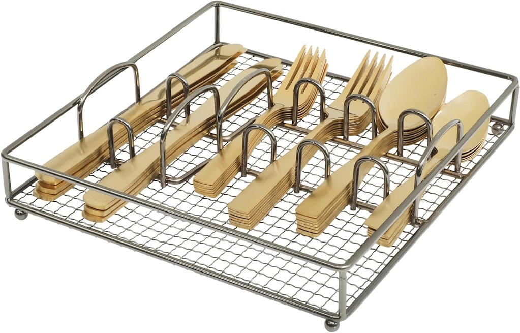 Gibson Home Abbeville Gold Flatware Set with Caddy: $22 Gibson Home Abbeville Gold Flatware Set with Caddy: $22