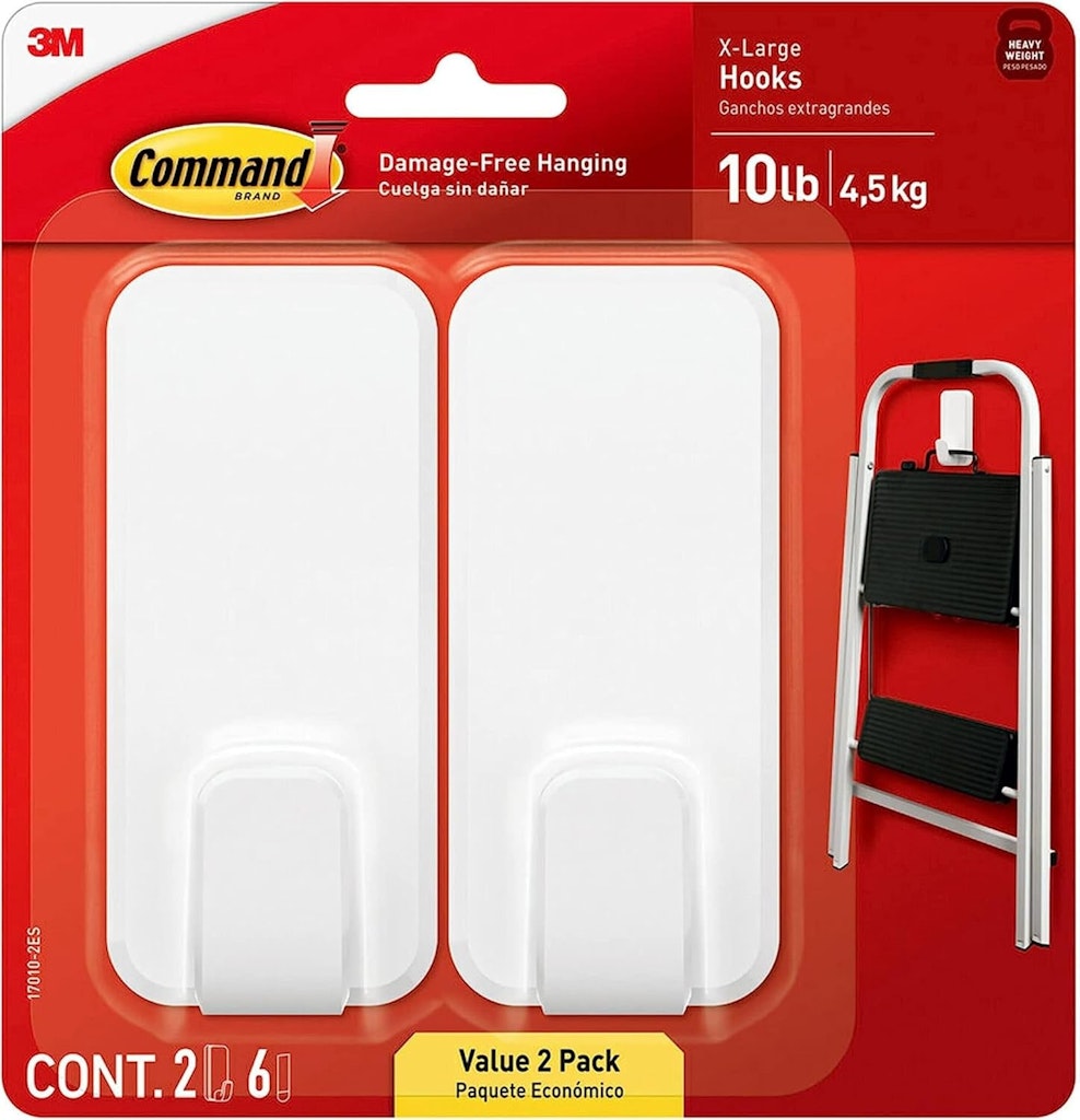 Command 10-lb XL Heavyweight Wall Hooks w/ Adhesive Strips: $5.43