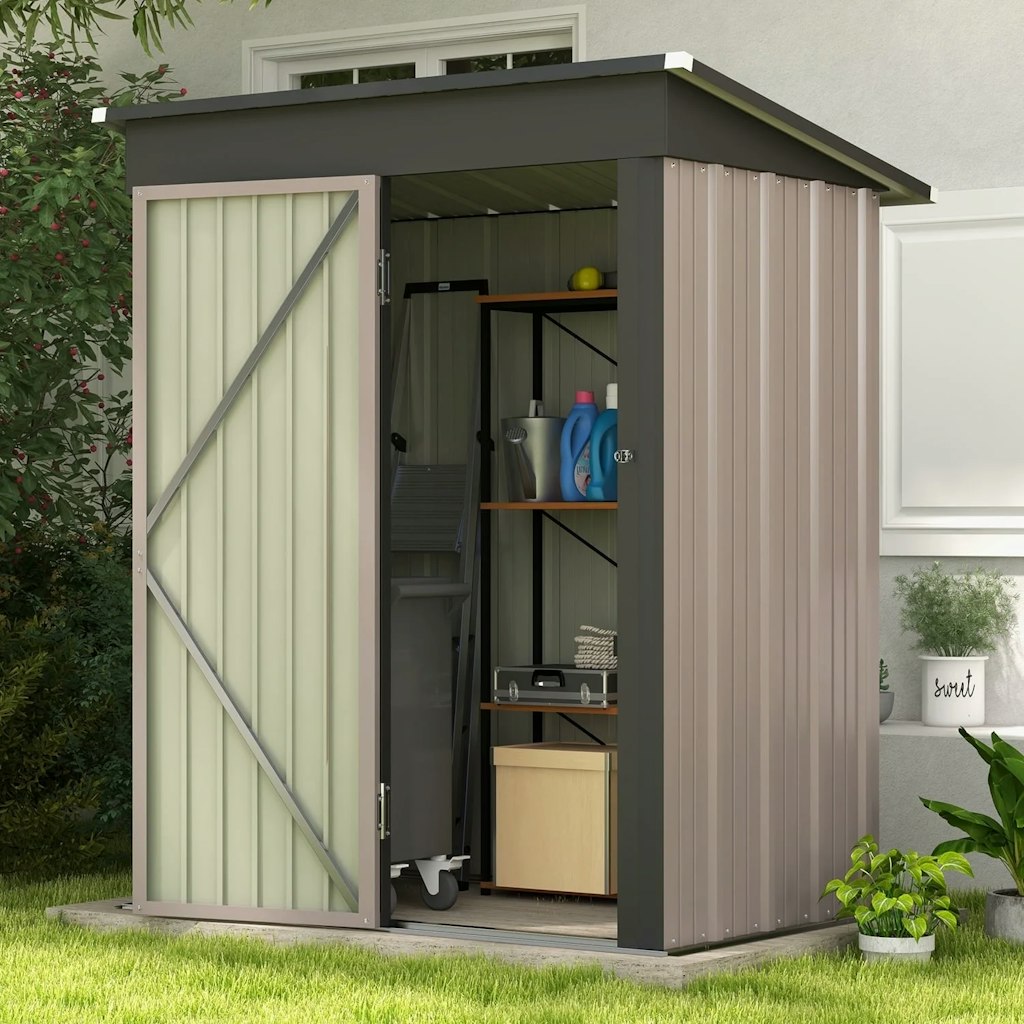 5 x 3 ft. Metal Storage Shed w/ Sloped Roof & Lockable Door: $114