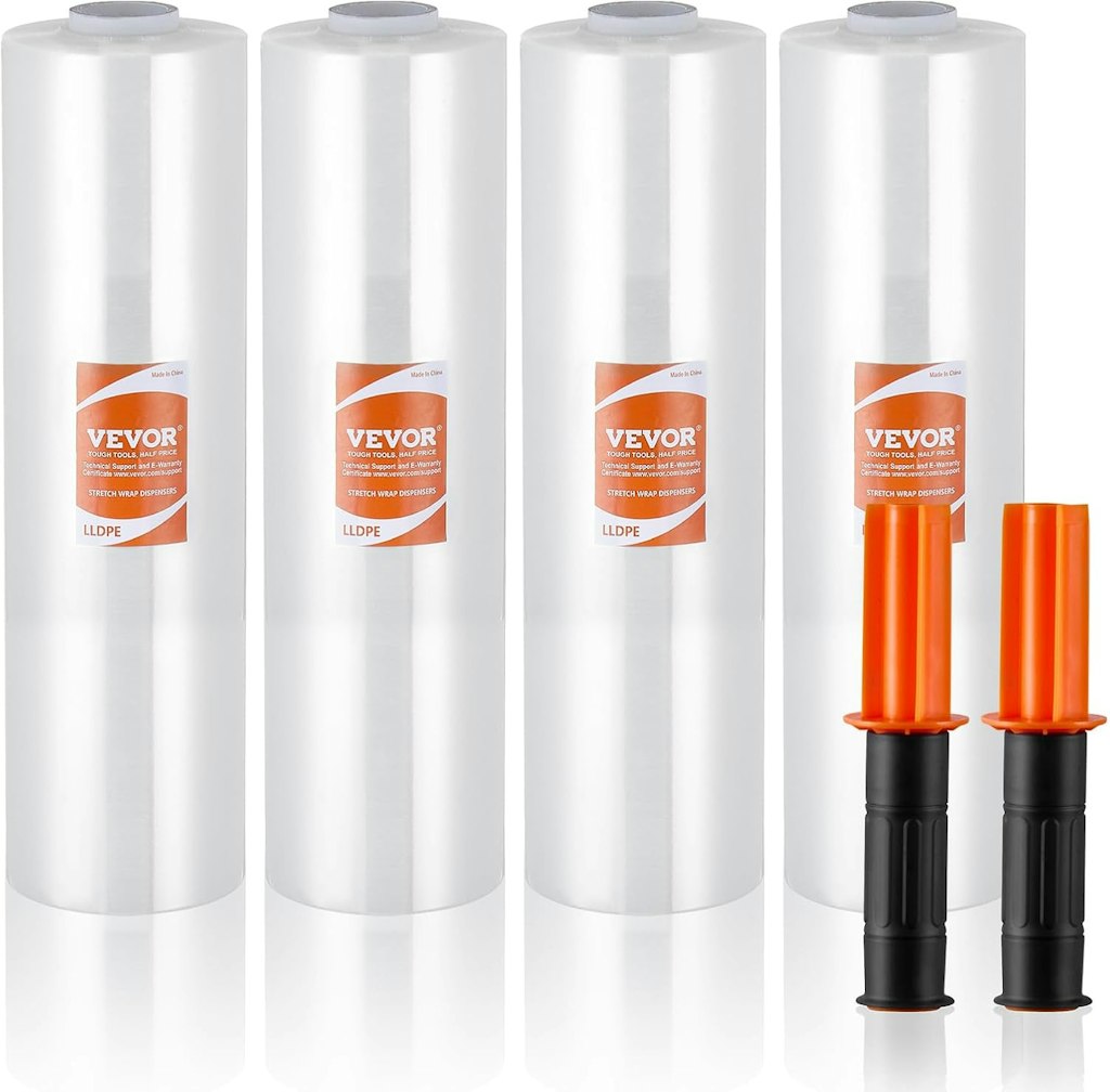Vevor 15" x 1,200-Foot Shrink Film Stretch Wrap Roll 4-Pack: $33