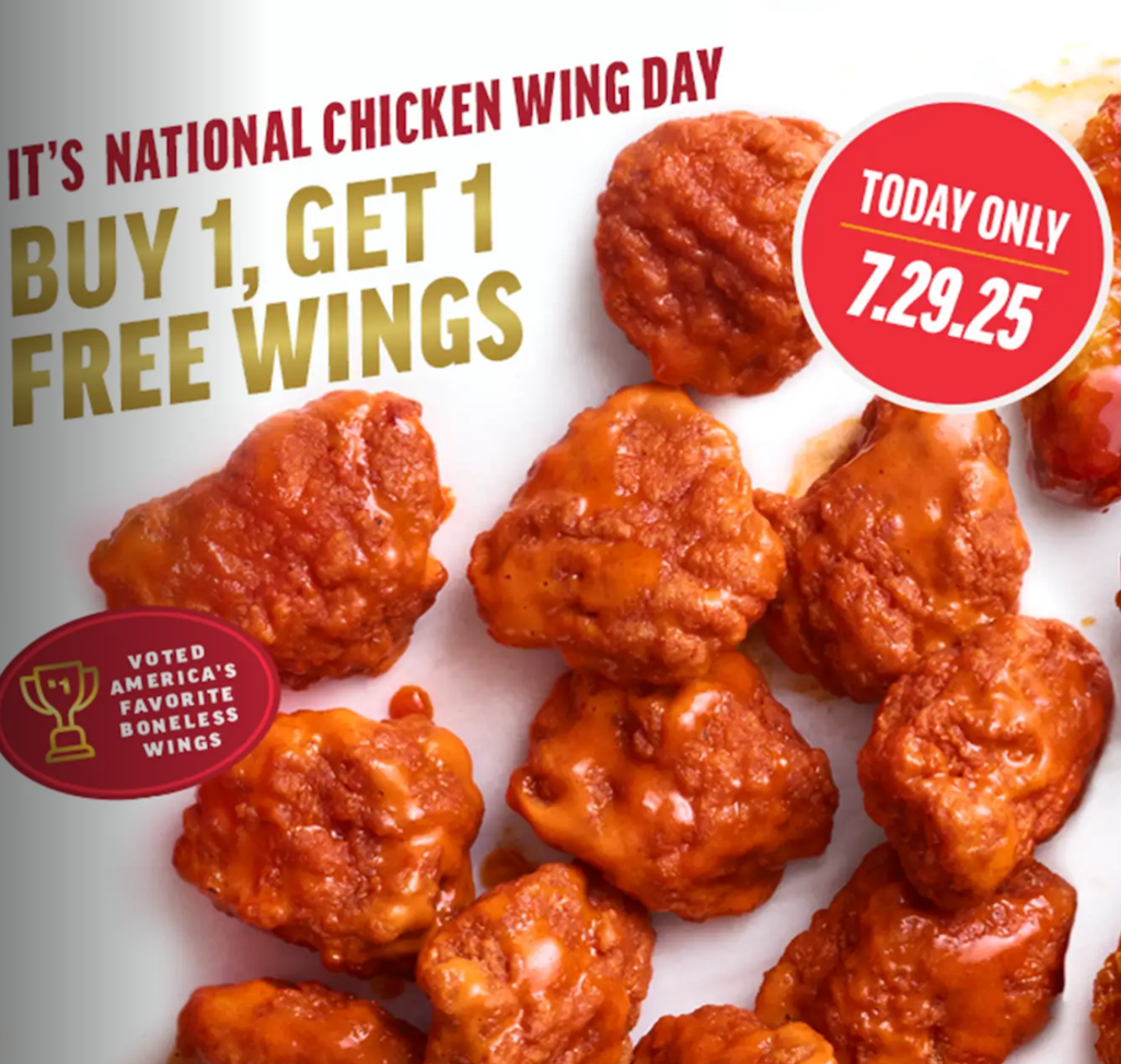 Applebee's National Chicken Wing Day Deal: Buy one get one free