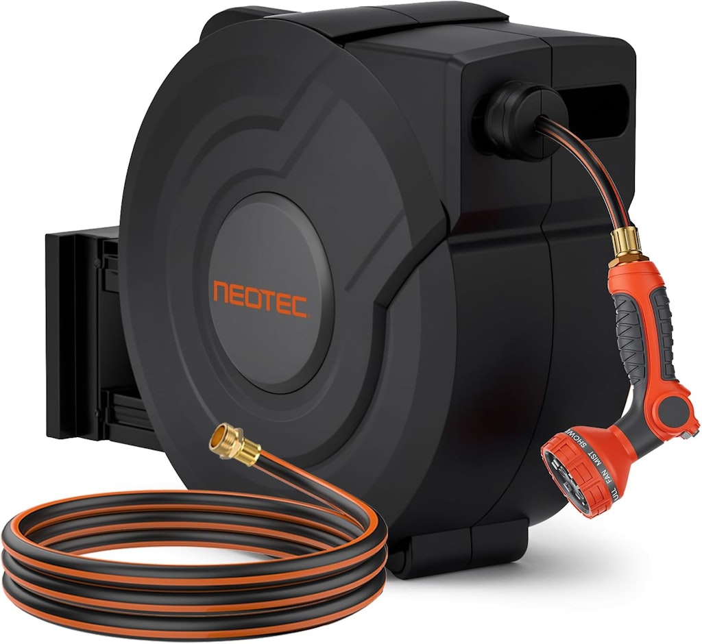 Neotec Retractable 130-Foot Garden Hose Reel: $129.99 Neotec Retractable 130-Foot Garden Hose Reel: $129.99