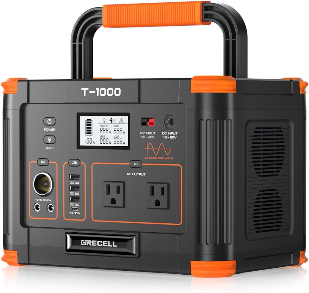 Grecell 999Wh 1,000W Portable Solar Generator: $409.99
