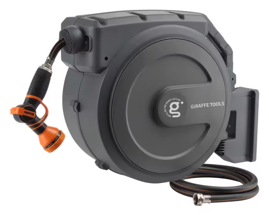 Giraffe Tools 5/8" x 90-Foot Wall Mounted Garden Hose Reel: $83 Giraffe Tools 5/8" x 90-Foot Wall Mounted Garden Hose Reel: $83