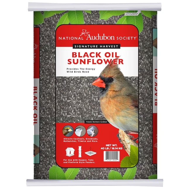 National Audubon Society Black Oil Sunflower Seed Bird Food 40-lbs. Bag: $23 National Audubon Society Black Oil Sunflower Seed Bird Food 40-lbs. Bag: $23