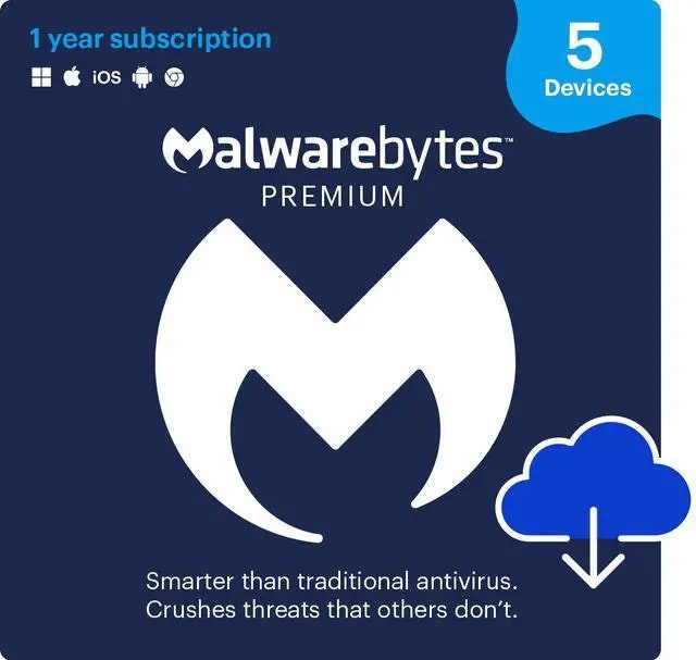 Malwarebytes Premium Security 5-Device 1-Year Software Subscription: $23