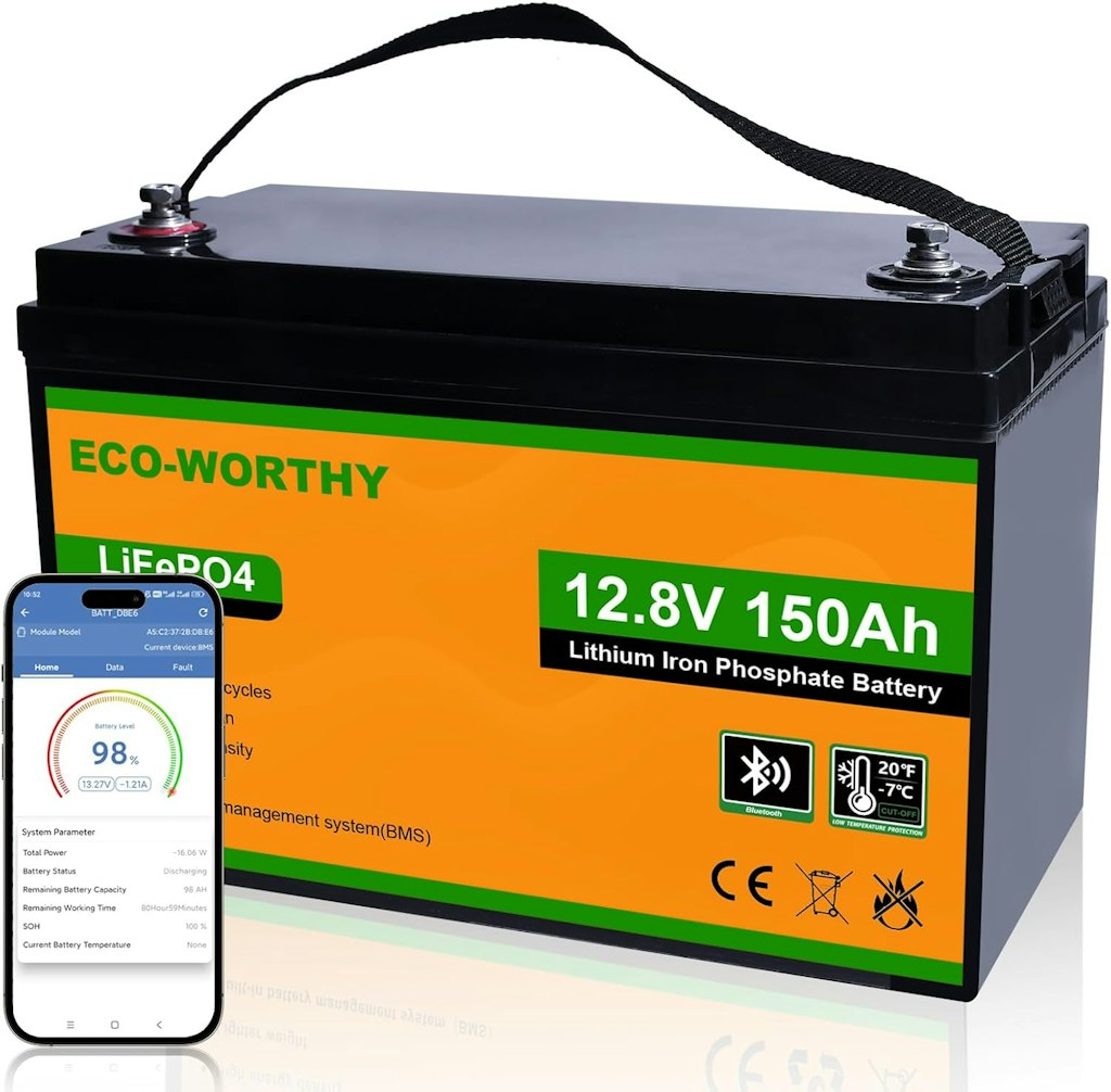 Eco-Worthy 12V 150Ah Bluetooth LiFePO4 Lithium Battery: $188 Eco-Worthy 12V 150Ah Bluetooth LiFePO4 Lithium Battery: $188