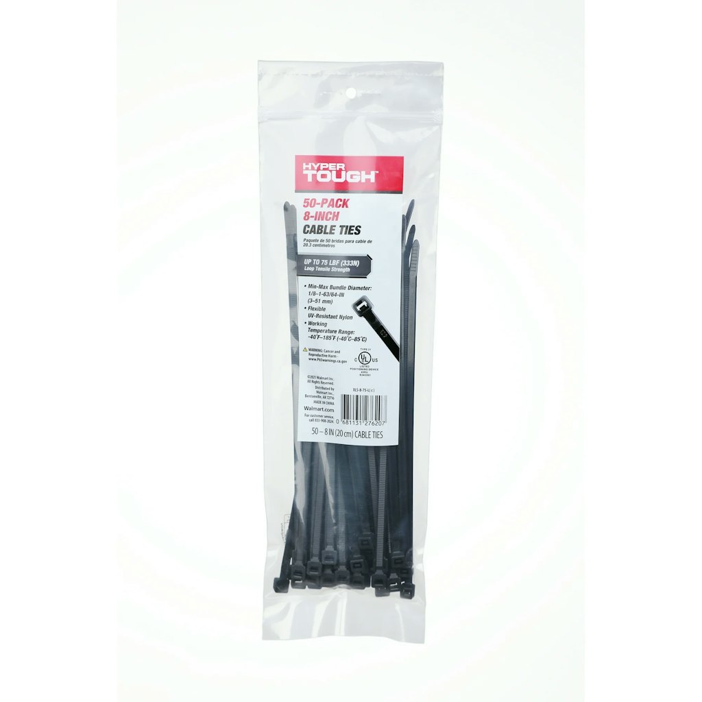 Hyper Tough 8" Cable Ties 50-Pack: $1.97