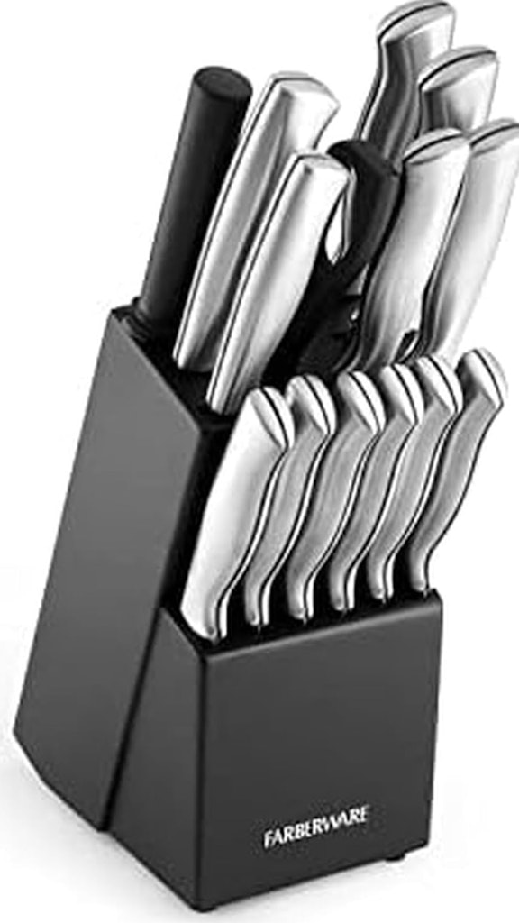 Farberware 15-Piece Stainless Steel Knife Block Set: $20