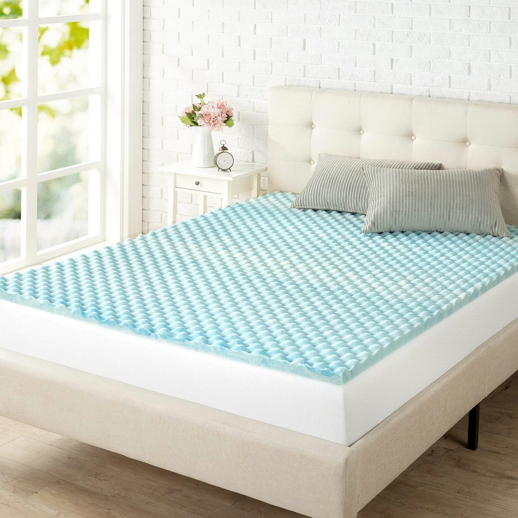 Zinus 1.5" Swirl Gel Cooling Queen Memory Foam Mattress Topper: $15
