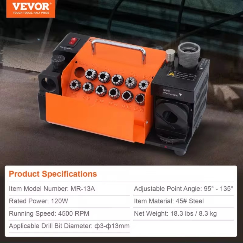 Vevor Drill Bit Sharpener: $130.18 Vevor Drill Bit Sharpener: $130.18