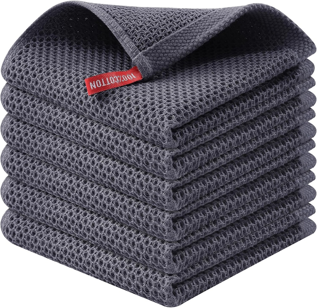 Waffle Weave Cotton Dish Cloths 6-Pack: $8.54
