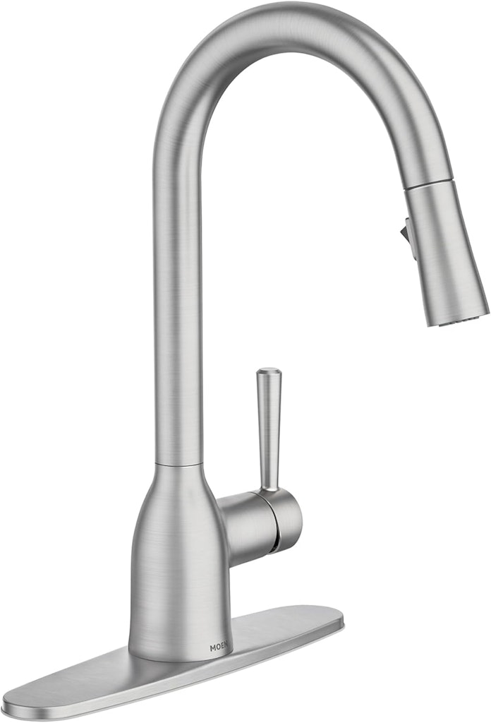 Moen Adler Spot Resist Stainless Pulldown Kitchen Faucet: $100 Moen Adler Spot Resist Stainless Pulldown Kitchen Faucet: $100