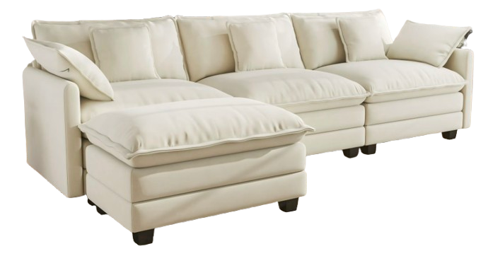 BedLuxury 111.5'' Modular Sectional Sofa w/ Ottoman: $600