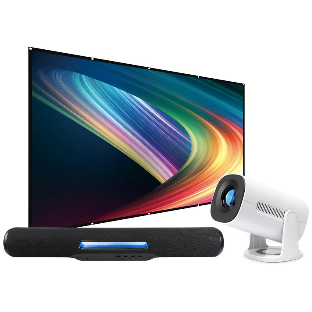 GPX Portable Projector, Screen, and Speaker: $130