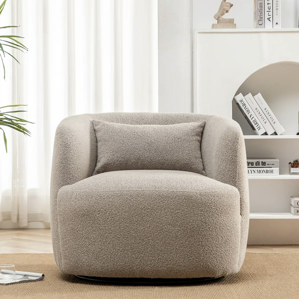 Kelly Clarkson Home Sydney 34" Wide Boucle Upholstered Swivel Armchair: $370 Kelly Clarkson Home Sydney 34" Wide Boucle Upholstered Swivel Armchair: $370