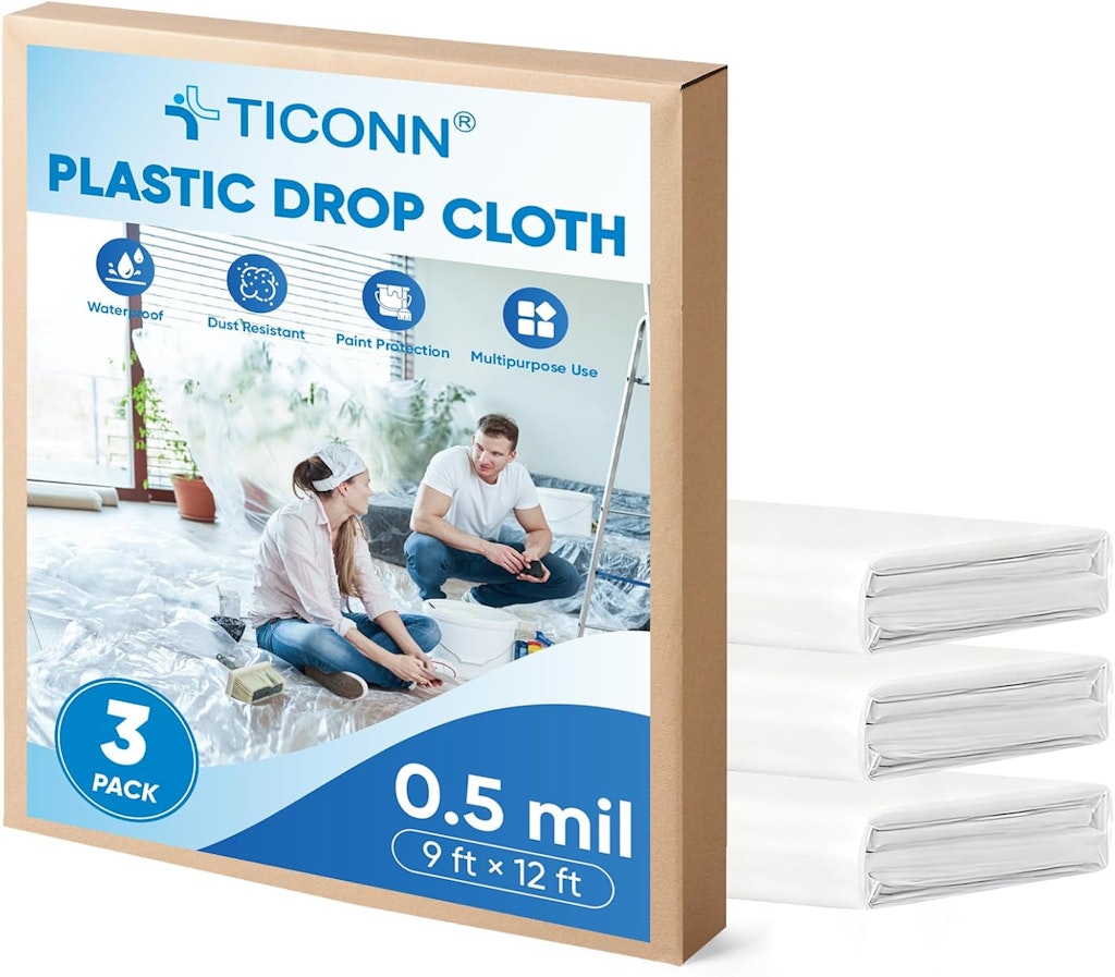 Ticonn 12 x 9-Foot Plastic Drop Cloth: From $3.99