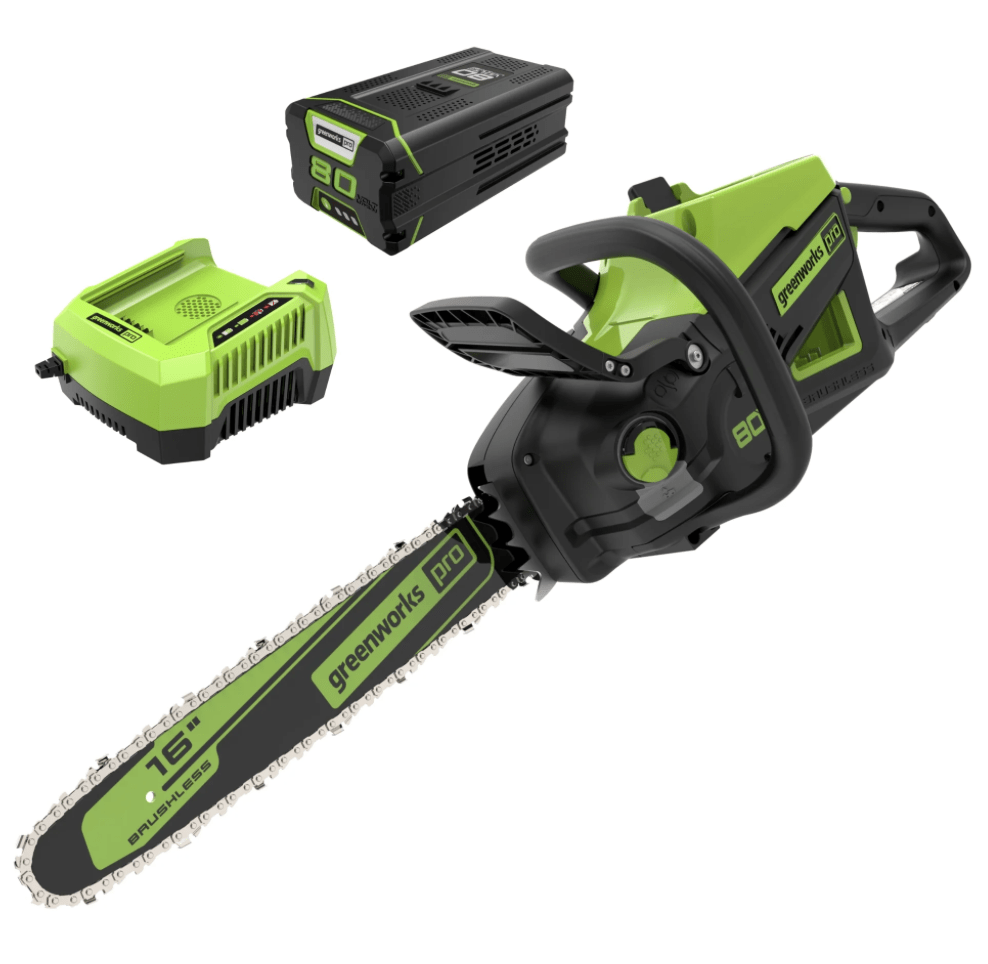 Greenworks 80V 16" 2.0kW Cordless Battery Chainsaw w/ 4.0 Ah Battery & Charger: $208 Greenworks 80V 16" 2.0kW Cordless Battery Chainsaw w/ 4.0 Ah Battery & Charger: $208