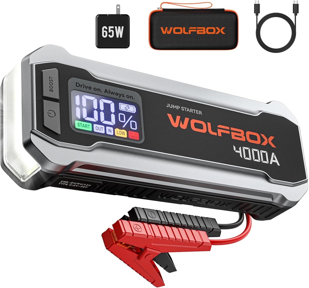 Wolfbox 4,000A 24,000mAh Car Jump Starter: $64.79 Wolfbox 4,000A 24,000mAh Car Jump Starter: $64.79