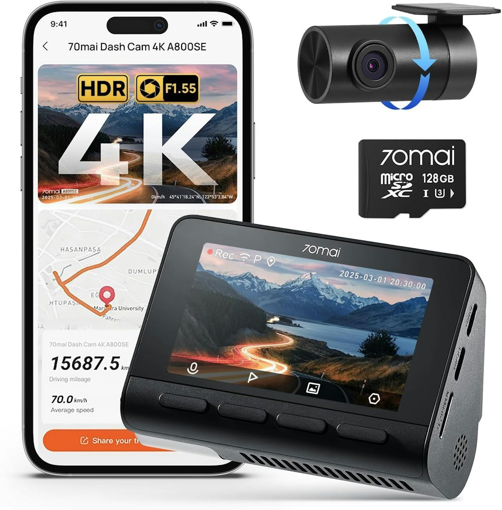 70mai A800S 4K Dual Dash Cam: $89.98 70mai A800S 4K Dual Dash Cam: $89.98