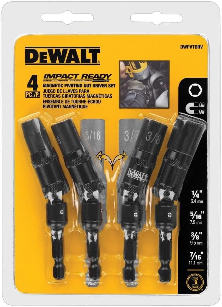 DeWalt 4-Piece Impact-Ready Magnetic Pivoting Nut Driver Set: $11 DeWalt 4-Piece Impact-Ready Magnetic Pivoting Nut Driver Set: $11