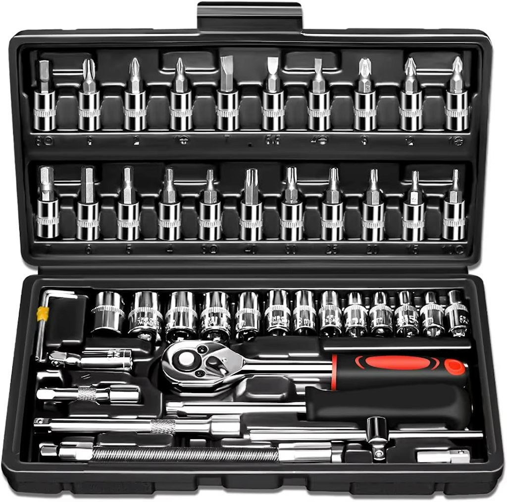 46-Piece 1/4" Drive Socket Ratchet Wrench Set: $2.64