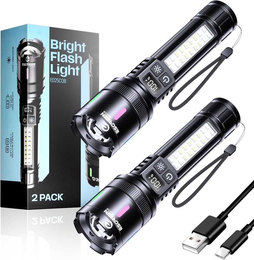 Esgreen LED Rechargeable Flashlights 2-Pack: $11.95