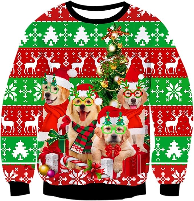 Unisex Dogs Ugly Holiday Sweater: $17