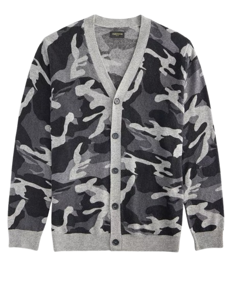 Club Room Men's 100% Cashmere Camo-Print V-Neck Cardigan: $39.86 Club Room Men's 100% Cashmere Camo-Print V-Neck Cardigan: $39.86
