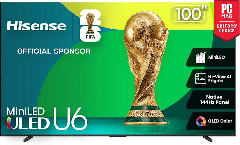 Hisense U6 Series 100U65QF 100" 4K UHD Smart TV: $1,669.99