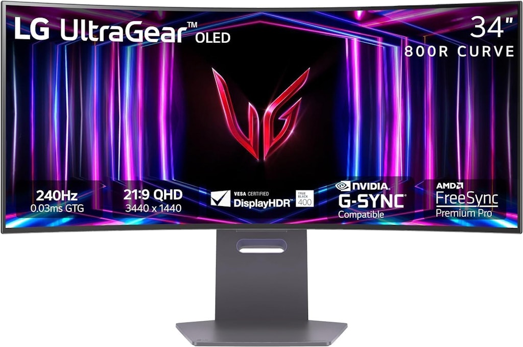 LG UltraGear 34" Ultrawide 1440p HDR 240Hz OLED G-Sync Curved Monitor: $599.99