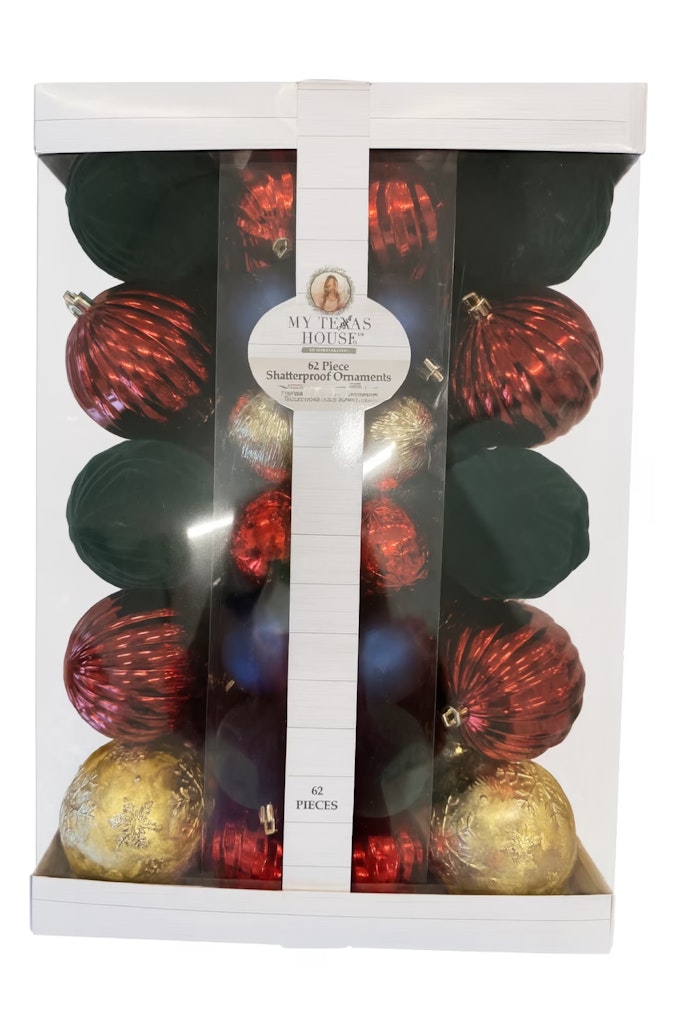 62-Count Multicolor Shatterproof Christmas Ornament: $9.96