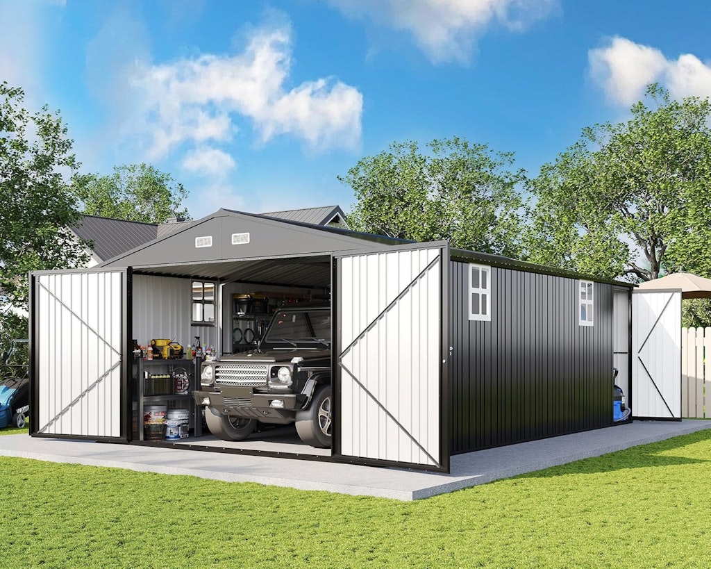 Amerlife 13x21x8-Foot Heavy Duty Metal Garage Shed: $1,299.99 Amerlife 13x21x8-Foot Heavy Duty Metal Garage Shed: $1,299.99