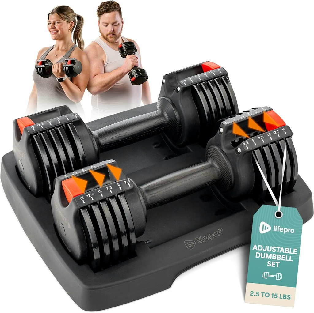 LifePro 15-lbs. 6-in-1 Adjustable Dumbbells: $100 LifePro 15-lbs. 6-in-1 Adjustable Dumbbells: $100