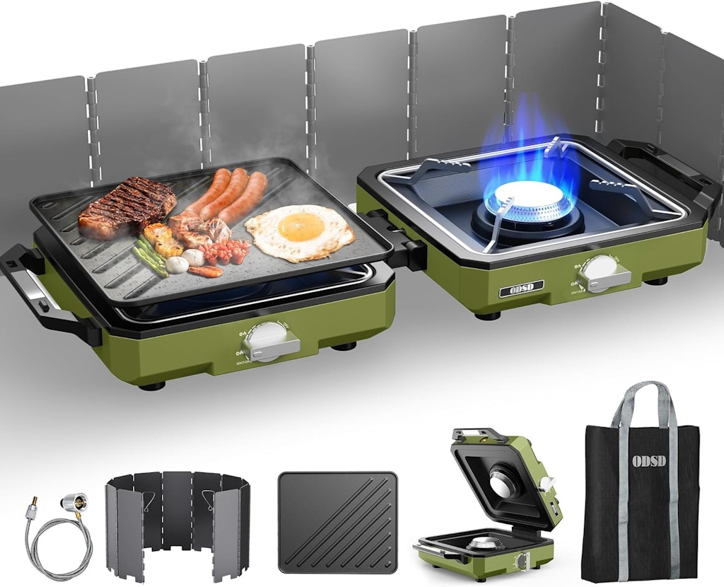 ODSD 20,000BTU 2-Burner Windproof Camping Stove: $76