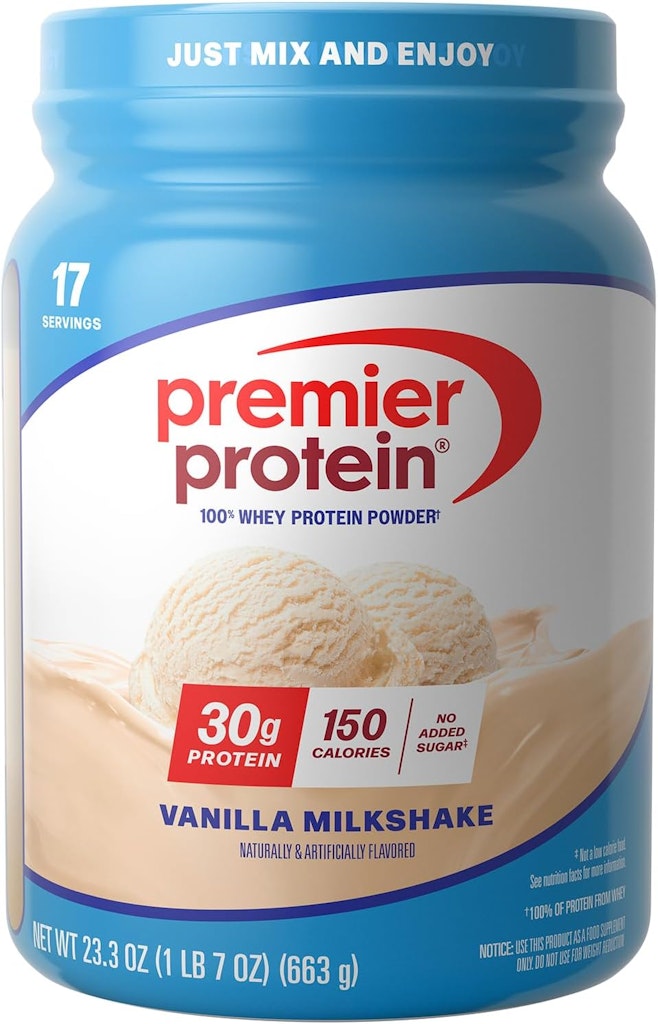 Premier Protein 17-Serving Vanilla Milkshake 30g Protein Powder: $18 w/ Subscribe & Save Premier Protein 17-Serving Vanilla Milkshake 30g Protein Powder: $18 w/ Subscribe & Save