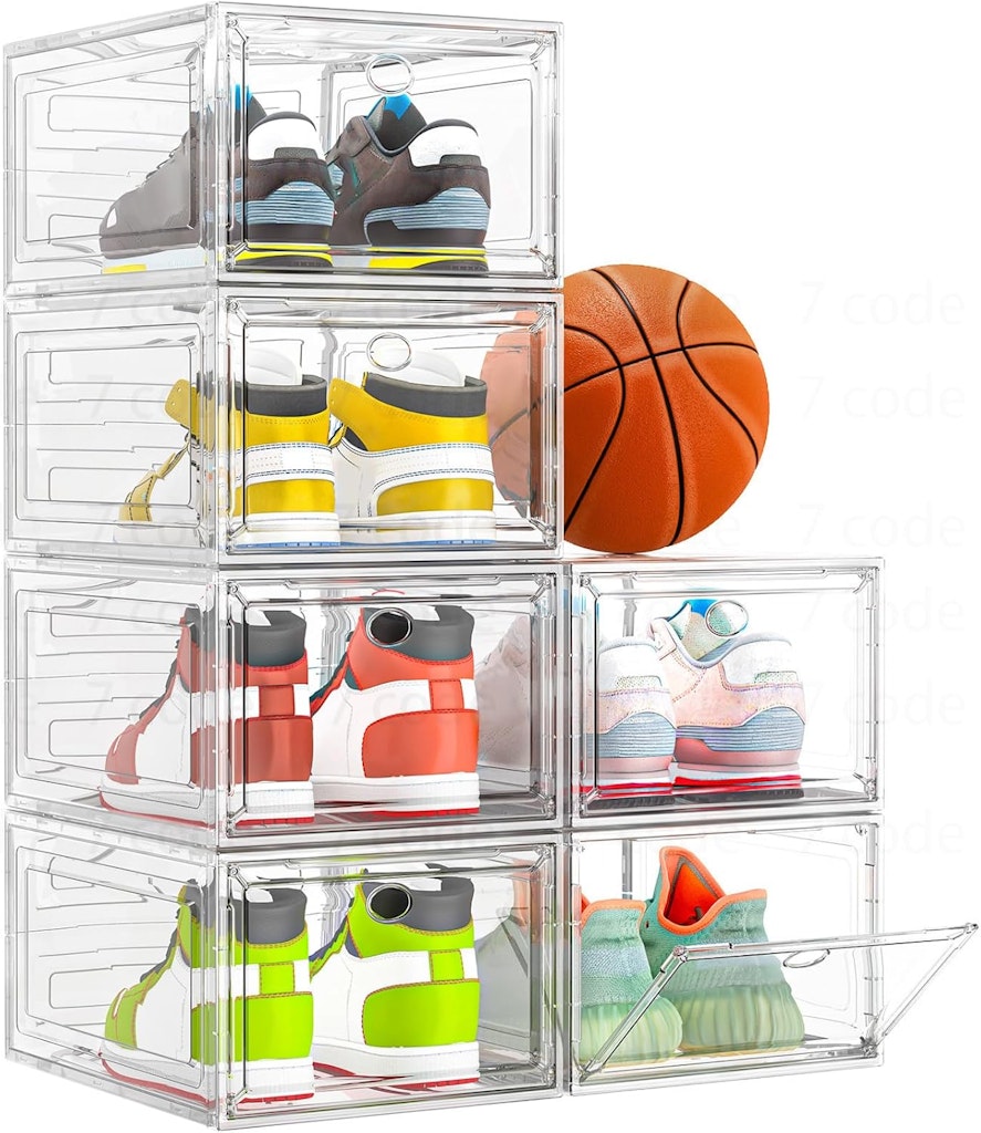 Stackable Clear Shoe Boxes with Magnetic Door 6-Pack: $36 Stackable Clear Shoe Boxes with Magnetic Door 6-Pack: $36