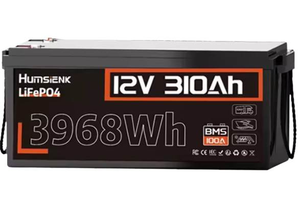 HumsiENK 12V 310Ah LiFePO4 Lithium Battery: $275